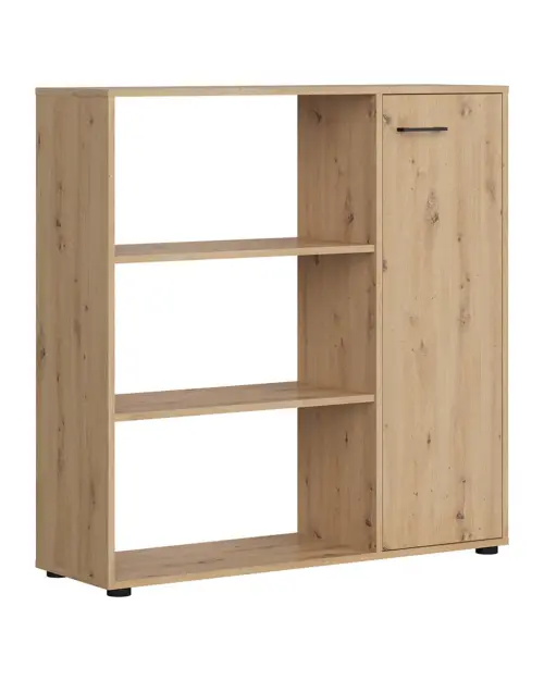 Estantería Space Office 120 cm con puertas y 3 estantes roble artisan