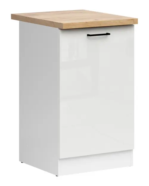 Mueble bajo de cocina Junona Line 50 cm izquierdo tiza brillo con encimera