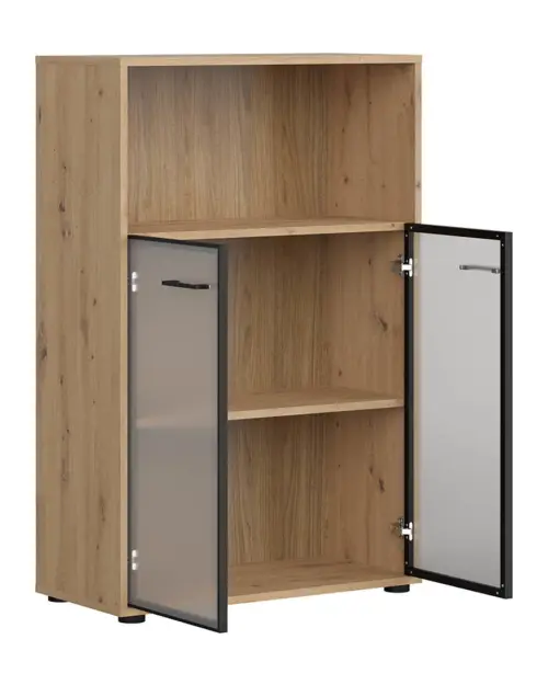 Estantería Space Office 80 cm con 2 puertas y estante roble artisan