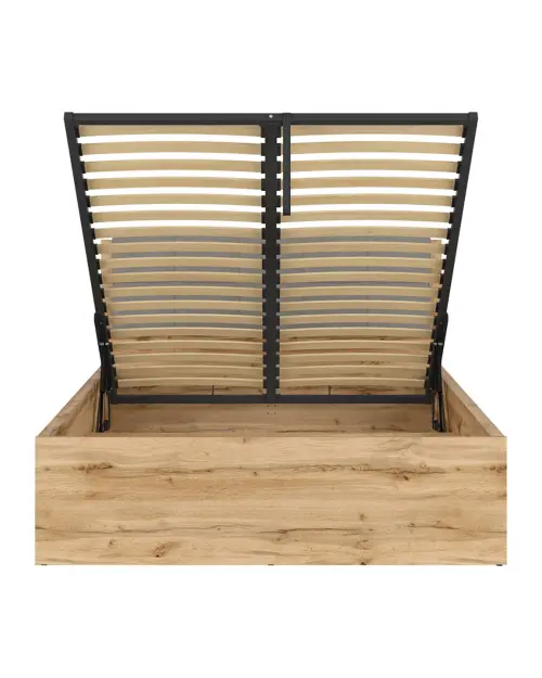 Cama Tetrix 140x200 con somier y contenedor roble wotan