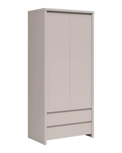 Armario de dos puertas Kaspian 90 cm con 2 cajones cachemira