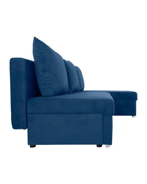 Универсальный угловой диван Laro раскладной с ящиком для белья темно-синий