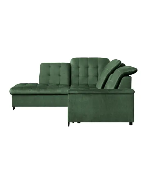 Left-hand corner sofa Aragon pull-out with adjustable headrest and seat green