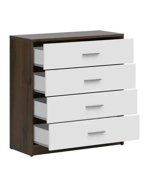 Cómoda Nepo Plus 80 cm con 4 cajones roble noble/blanco