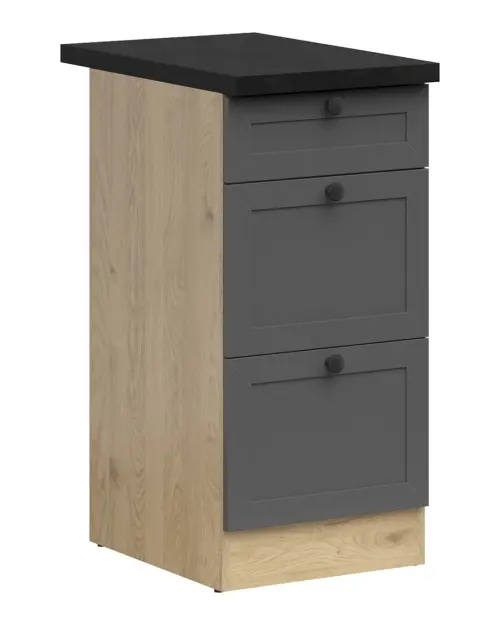 Mueble de cocina inferior Junona Line 40 cm con cajones grafito con encimera