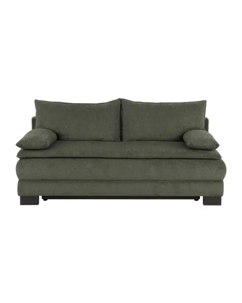 Three-seater Lindon sofa bed with storage green chenille