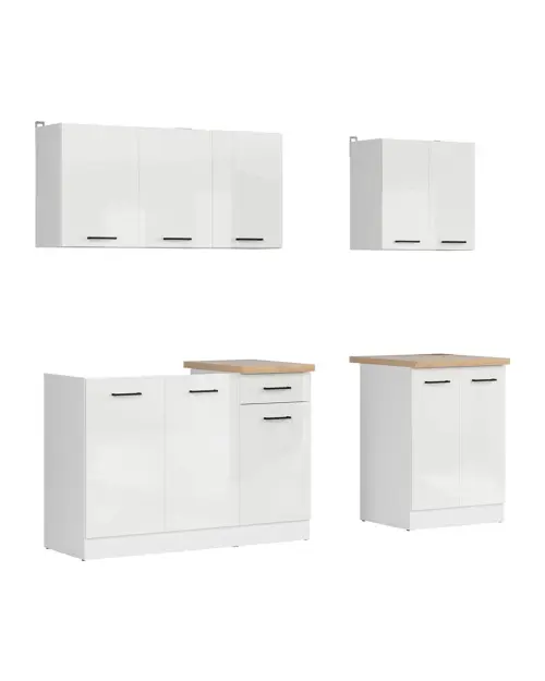 Zestaw kuchenny Junona Line A 180 cm biały połysk z blatem