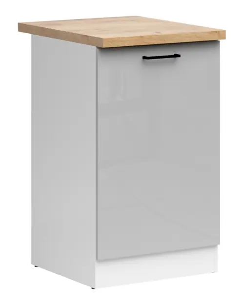 Mueble de cocina bajo Junona Line 50 cm gris claro brillo con encimera