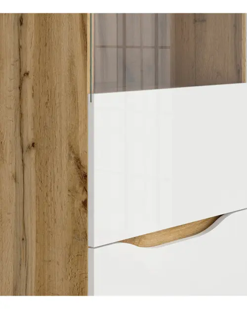 Vitrina Nuis 50 cm con 2 puertas roble wotan/blanco brillo