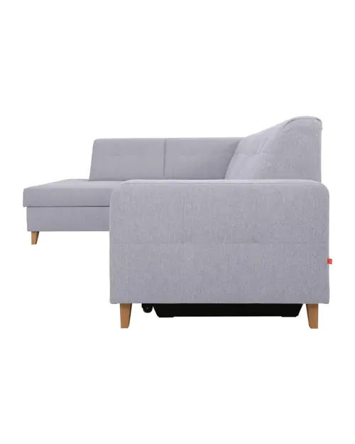 Угловой диван левосторонний Lars раскладной с ящиком серый