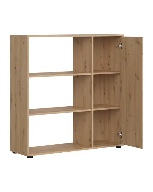 Estantería Space Office 120 cm con puertas y 3 estantes roble artisan