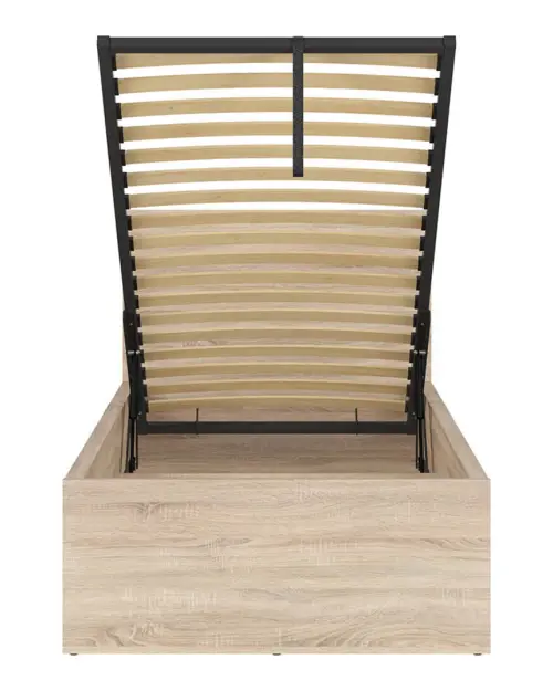 Cama Tetrix 90x200 con somier y arcón roble sonoma