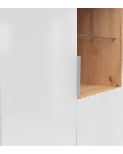 Vitrina Zele 90 cm de 2 puertas roble artisan/blanco brillo