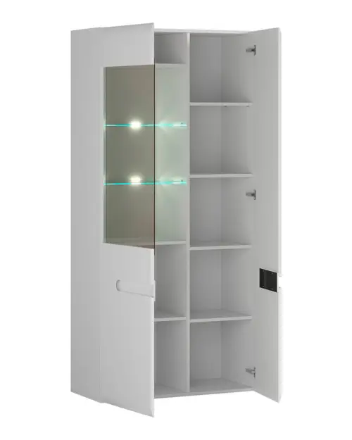 Vitrina Azteca Trio 90 cm con 2 puertas blanco brillo