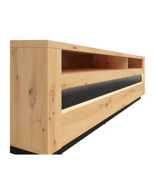 Mueble RTV Ostia 161 cm con 2 cajones y un estante roble artisan