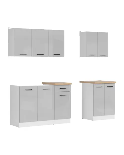 Zestaw kuchenny Junona Line A 180 cm jasnoszary połysk z blatem