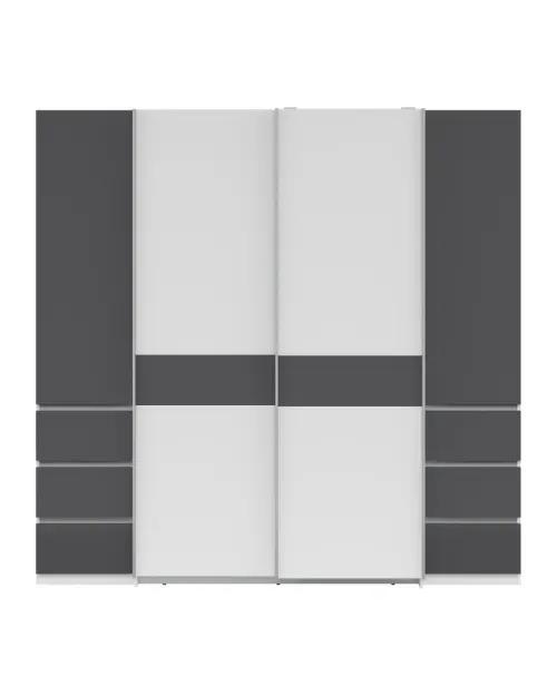Armario de puertas correderas Fabio 215 cm con cajones blanco/grafito