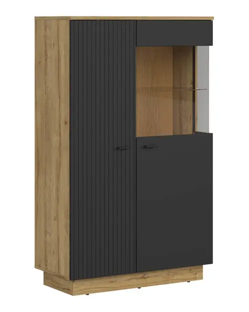 Vitrina Zenda 91 cm con 2 puertas roble waterford/negro