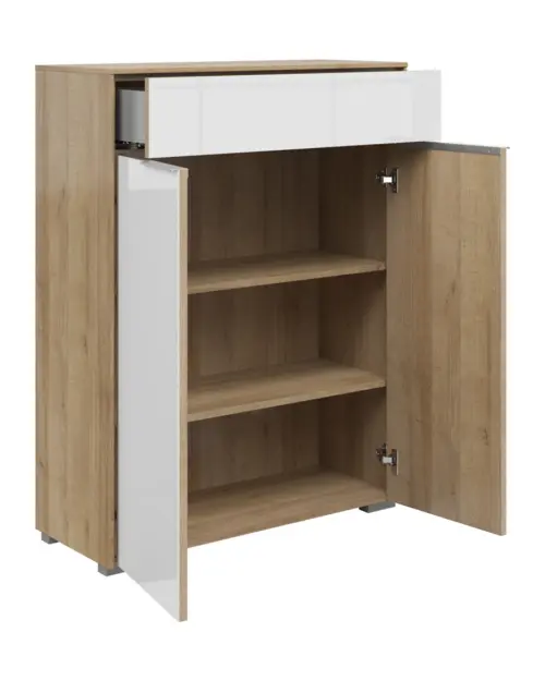 Cómoda Nevada 81 cm con 2 puertas y un cajón roble riviera