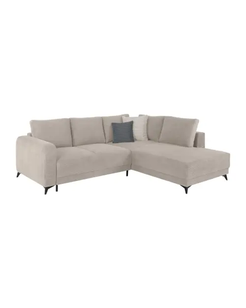 Universal corner sofa bed Martinez with storage corduroy ecru