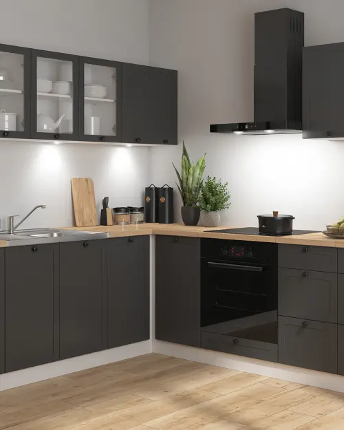 Conjunto de cocina de esquina Junona Line 220x240 grafito sin encimera