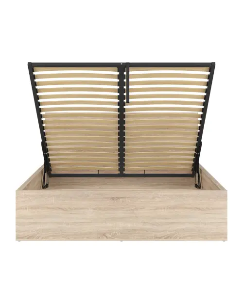 Cama Tetrix 160x200 con somier y contenedor roble sonoma