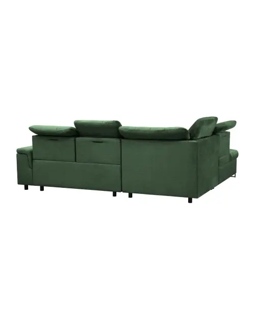 Left-hand corner sofa Aragon pull-out with adjustable headrest and seat green