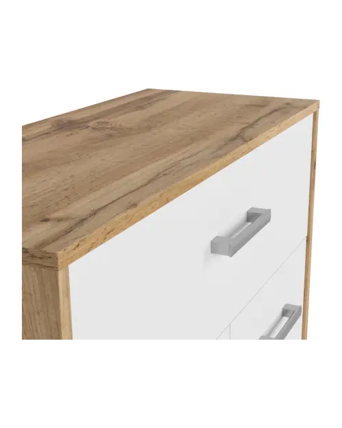 Cómoda Matos 80 cm con 2 puertas y un cajón roble wotan/blanco