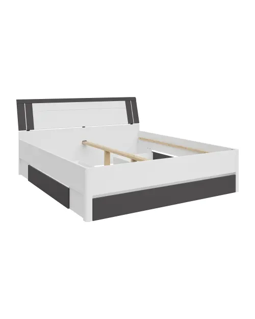 Cama Saturn 180x200 con 3 cajones blanco/grafito