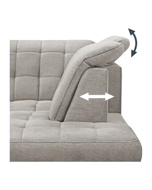 Right-hand corner sofa bed Aragon with adjustable headrest and seat beige