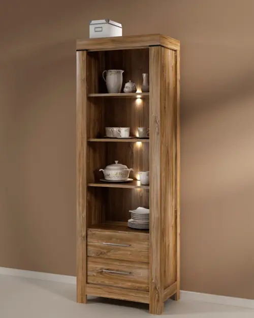 Estantería Gent 68 cm con 2 cajones y 4 estantes roble stirling