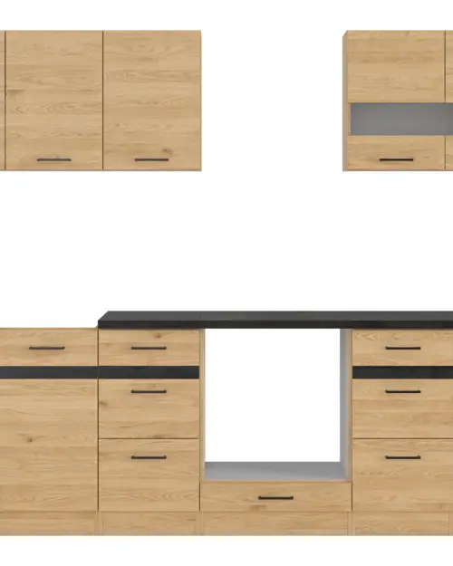 Conjunto de cocina Junona Line 260 cm roble bernstein con encimera