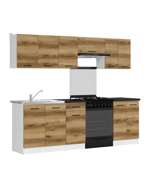 Conjunto de cocina Junona Line 240 cm roble delano claro con encimera