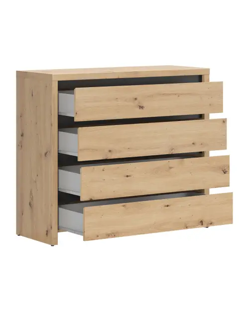 Комод Larios 105 см з 4 шухлядами дуб артізан/чорний