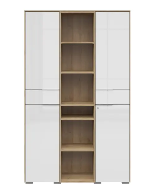 Estantería Nevada A 122 cm con 2 puertas y estantes roble riviera