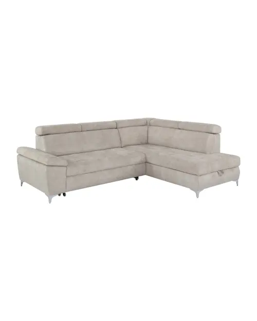 Right-hand corner sofa bed Raul with storage beige