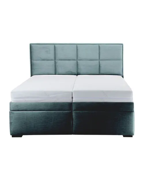 Cama tapizada Ella 160x200 con contenedores y somieres terciopelo verde