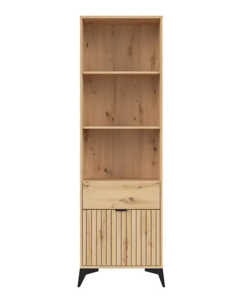 Estantería Lamea 60 cm con puerta, cajón y 3 estantes roble artisan