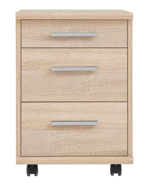 Cajonera Brw Office 40 cm con 3 cajones roble sonoma