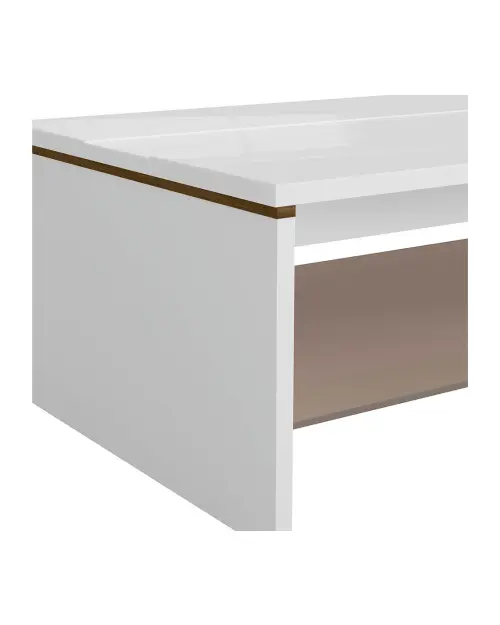 Mesa de centro Azteca Trio 110x65 con estante de vidrio roble canterbury/blanco