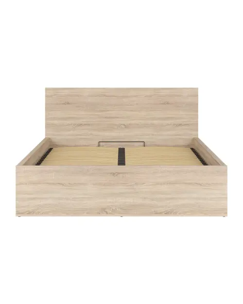 Cama Tetrix 160x200 con somier y contenedor roble sonoma