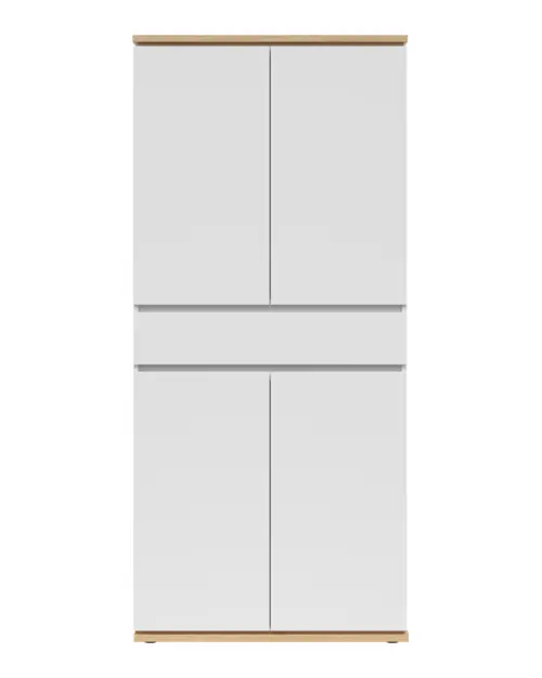 Estantería para pasillo Yamael 90 cm con 4 puertas y un cajón blanca