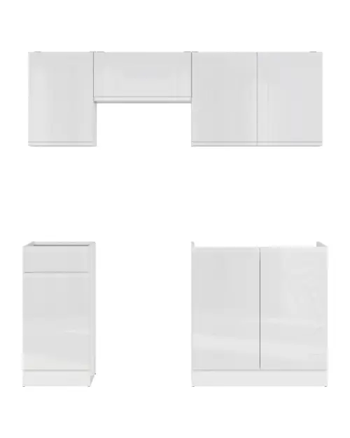 Conjunto de cocina Junona Line 180 cm blanco brillo sin encimera