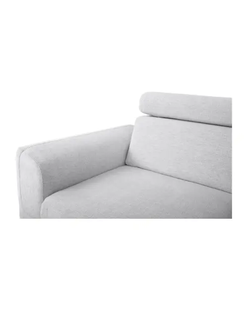 Universal corner sofa Evia with sleeping function, storage and adjustable headrests light gray