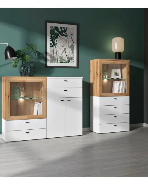 Vitrina System 64 con 2 puertas roble coast evoke