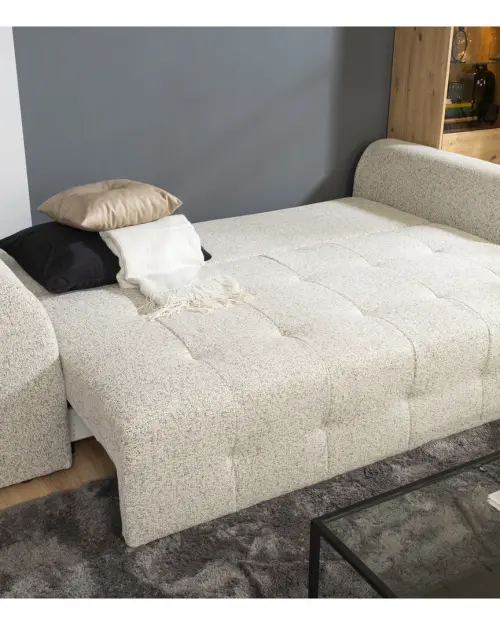 Sofá de tres plazas Royal IV convertible con arcón tejido trenzado beige