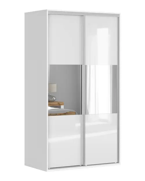 Armario de puertas correderas Flex 120 cm con espejo blanco brillo