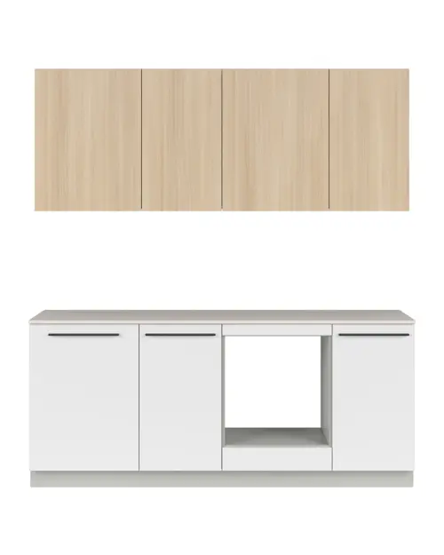 Juego de cocina Milino Small 210 cm blanco/roble con encimera