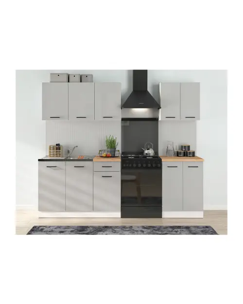 Zestaw kuchenny Junona Line A 180 cm jasnoszary połysk z blatem