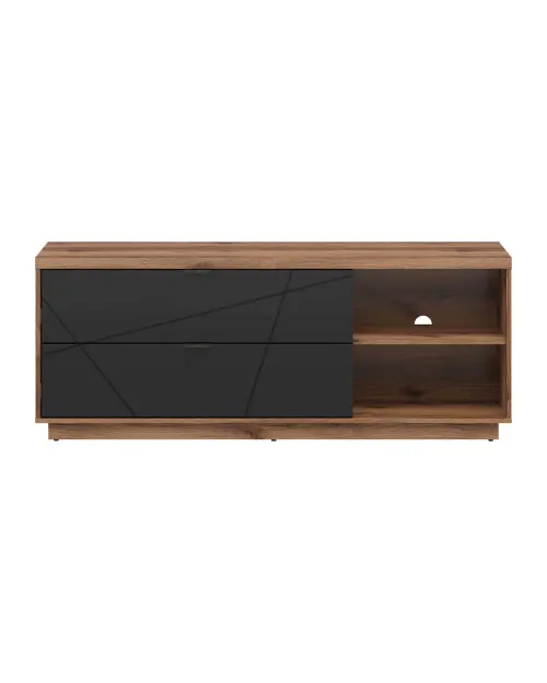 Mueble RTV Forn 156 cm con 2 cajones y estante roble delano oscuro/negro